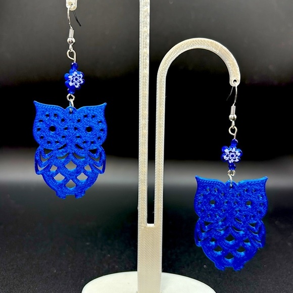 Blue Owl Earrings - Picture 6 of 6